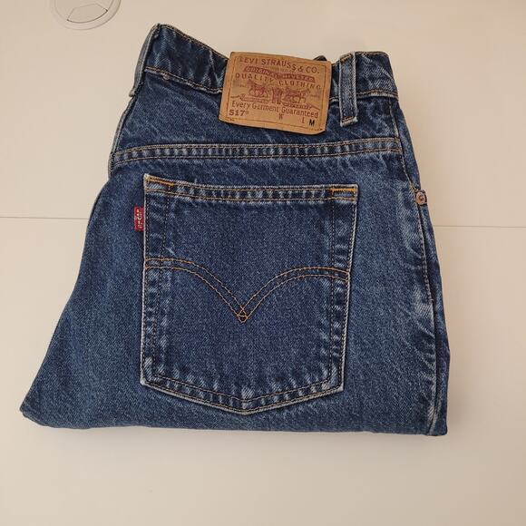 Vintage 90s 517 Levis Boot Cut Low Rise Blue Denim Jeans 11 Jr. M Cotton (29x31) - Picture 3 of 13